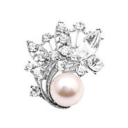 IVORY PEARLS W/ CLEAR CRYSTALS EMPLOYEE CHRISTMAS HOLIDAY GIFT BROOCH