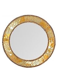 Buy 24" Gold Round Crackled Glass Mosaic Decorative Wall Mirror Online – DecorShore