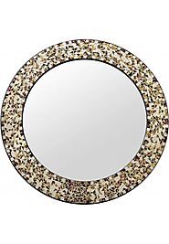 DecorShore 24" Decorative Mosaic Glass Wall Mirror (Gemstone Rainbow) - Decorshore