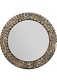 DecorShore 24" Decorative Mosaic Glass Wall Mirror (Golden Sands) - Decorshore