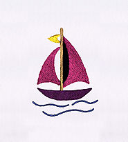 Artistic Pink Sail Boat Embroidery Design | EMBMall