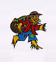 Apples Colleting Charming Scarecrow Embroidery Design | EMBMall
