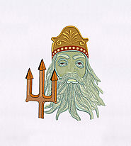 White Bearded King Triton Embroidery Design | EMBMall