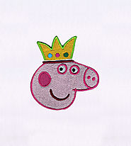 Crown Adorning Peppa Pig Embroidery Design | EMBMall