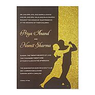 BROWN GOLD MATTE LASER CUT WEDDING INVITATION : SHINY_DANCING_STARS - 123WeddingCards