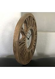 12 Inches Round Rustic Wood Wall Clock For Home Decor