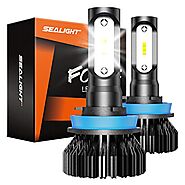 SEALIGHT H11 H8 H9 LED Bulbs LED Fog Light Bulbs, 6000K Xenon White 400% Super Brightness H11 LED Light Bulb Kit for ...