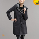 Hooded Shearling Trench Coat for Women CW640255