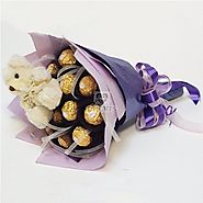 A bouquet of 16 Ferrero Rochers chocolate which comes with a lovely teddy.