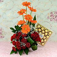 Colourful Bouquet & Ferrero - OyeGifts