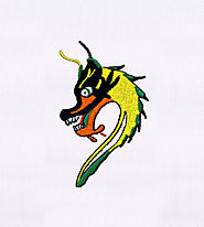 Angry Green and Yellow Dragon Embroidery Design | EMBMall