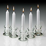 White Taper Candles | 6 Inch With Glass Holders On Shopacandle