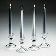 Metallic Silver Taper Candles | 10 Inch Tall Shop At Shopacandle