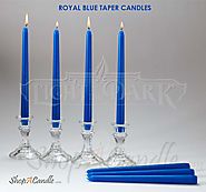 14 Royal Blue Taper Candles 10 Inch Tall 3/4 Inch Thick Burn 7.5 Hours (Color Is Core and Overdip ) - Party Candles -...