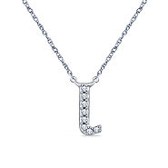 14K White Gold Diamond Initial 'L' Pendant Necklace