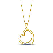 Floating Heart Pendant in 14K Yellow Gold