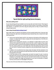 Tips to find the right quilting service company