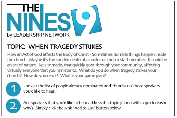 Headline for 2012 NINES Speaker Suggestions - When Tragedy Strikes
