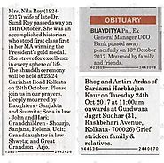 Obituary Messages Posting Online in Mathrubhumi at Lowest Rate