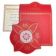 RED BUTTERFLY THEMED - SCREEN PRINTED WEDDING INVITATION : CW-820B - IndianWeddingCards