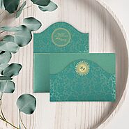 Green Shimmery Floral Themed - Screen Printed Wedding Invitation