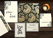 SEA GREEN MATTE PAISLEY THEMED - SCREEN PRINTED WEDDING CARD : CG-8250C - IndianWeddingCards