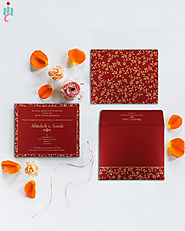 Adorable Wine Red Screen Printed Wedding Invitations