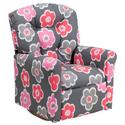 Flash Furniture Kids Flower Printed Fabric Rocker Recliner, Gray
