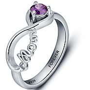 1 Stone Mom's Infinite Love Engraved Mother's Ring