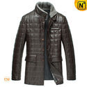 Brown Leather Padded Coat for Men CW829256