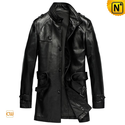 Trench Men Leather Coat with Belt CW840675