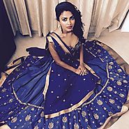 Amala Paul Attractive Blue Taffeta Silk Embroidery Work Circular Lehen – Mahi Fashion