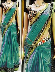New Arrival Latest Fashionable Green Paper Silk Plain Saree with Desig – Mahi Fashion