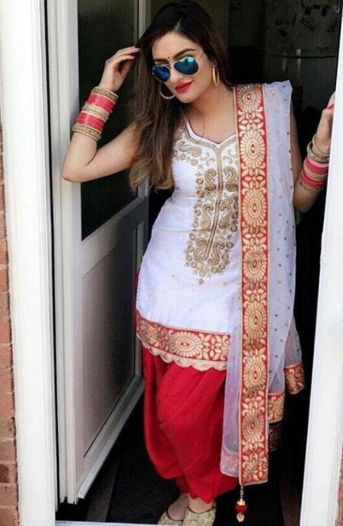 red punjabi patiala suit