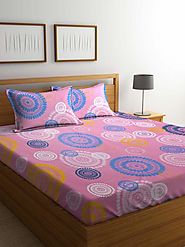 Buy Online Mafatlal Pink Cotton 144 TC Double Bed Sheet With Pillow Covers – mafatlalonline
