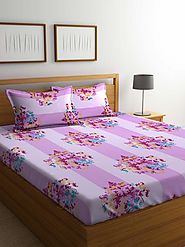 Buy Online Mafatlal Pink Cotton 144 TC Double Bed Sheet With Pillow Covers – mafatlalonline