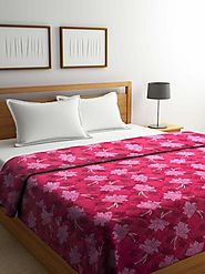 Buy Online Pink Floral Cotton Double Bed Comforter (144 TC) – mafatlalonline