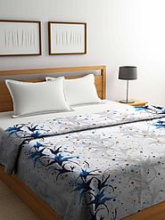 Buy Online Aqua White Cotton Double Bed Comforter (144 TC) – mafatlalonline