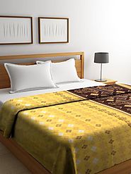 Buy Online Yellow Designer Cotton Double Bed Comforter – mafatlalonline