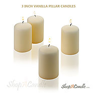 3 Inch Vanilla Unscented Pillar Candles Set On Shopacandle