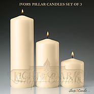 Ivory Pillar Candles 3x3 3x6 3x9 Inch Set Of 3 At Shopacandle