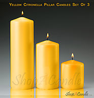 Yellow Citronella Scented Pillar Candles Set Of 3 At Shopacandle
