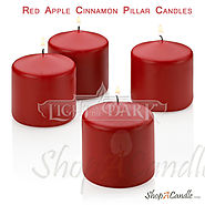 Red Apple Cinnamon Pillar Candles Set Of 4 On Shopacandle