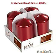Red Metallic Pillar Candles 3 X 2 Inch Set Of 4 On Shopacadle