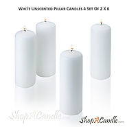 White Unscented Pillar Candles 4 Set Of 2 X 6 Inch - Shopacandle