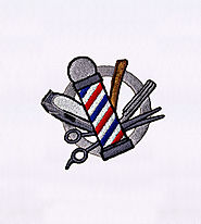 Barber’s Pole and Tools Embroidery Design | EMBMall