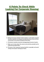 6 Points to Check While Looking for Corporate Housing