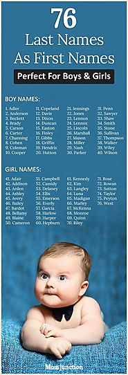 76 Last Names As First Names Perfect For Boys And Girls | Creativity, Parents and Babies