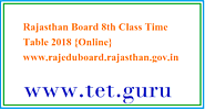 Rajasthan Board 8th Class Time Table 2018 Online rajeduboard.rajasthan RBSE तिथियाँ