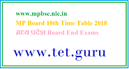 www.mpbse.nic.in MP Board 10th Time Table 2018 {दसवीं कक्षा} Board End Exams